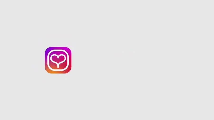 インスタグラムのアプリアイコン風のグラデーションにハートのアイコンを添えたロゴ画面で締めくくるエンディングシーン