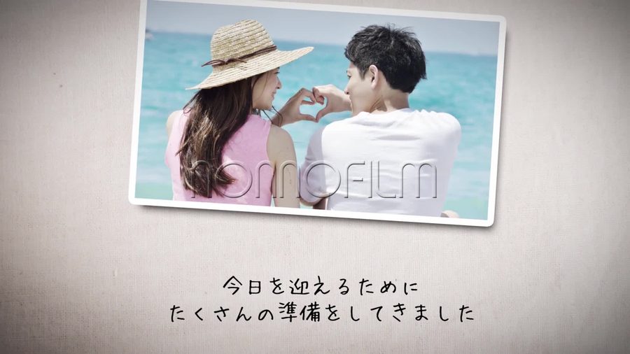 同じ白枠の写真と手書き風フォントの構成で今日を迎える準備をしてきたという内容のキャプションを添える場面
