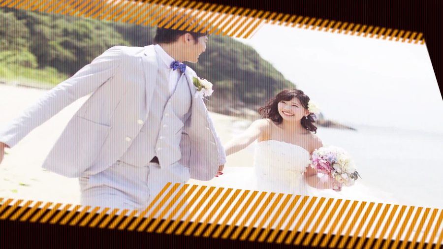 オレンジと黒の斜線ハザードストライプを写真の枠として使うエヴァンゲリオンの劇中UIを思わせる本編のシーン
