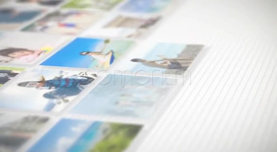 使用した写真の数々が斜めの3D空間に敷き詰められたように並ぶ、クライマックス直前のシーン