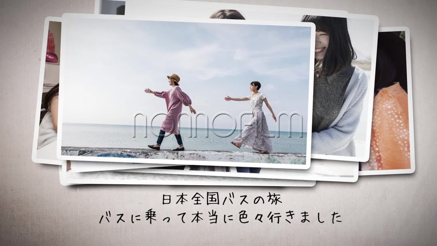 重ねる写真の枚数が増え5枚前後の写真が山積みになって賑やかな印象を作る場面